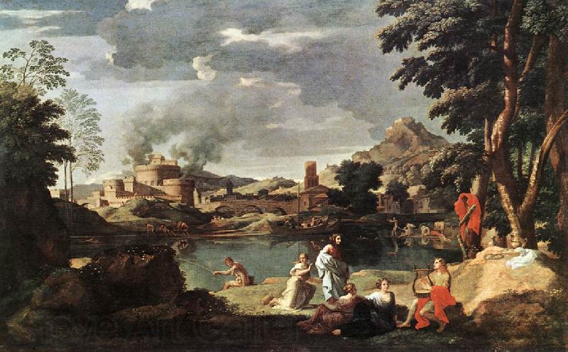 Nicolas Poussin Landscape with Orpheus and Euridice Norge oil painting art
